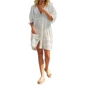 Jaase Women's White Quincy‎ Jones Gauze Mini Dress  Sz XS